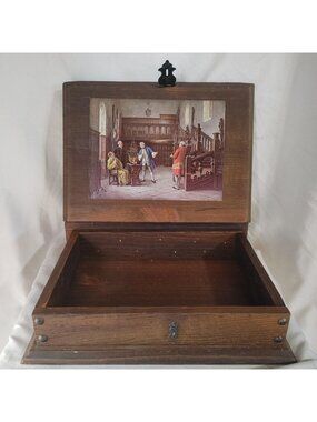 Wooden Keepsake Box Metal Hinges Vintage Don Antonio Plate Rustic Charm